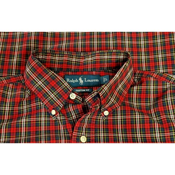 Ralph Lauren Polo Long Sleeve Shirt Custom Fit Red Plaid Button Down Sz L - Picture 3 of 6